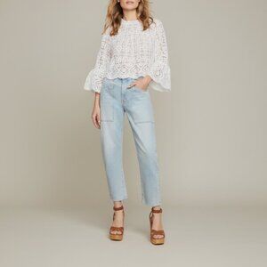 Veronica Beard Charlie Barrel Leg High Rise Jeans Air Wash Size 29